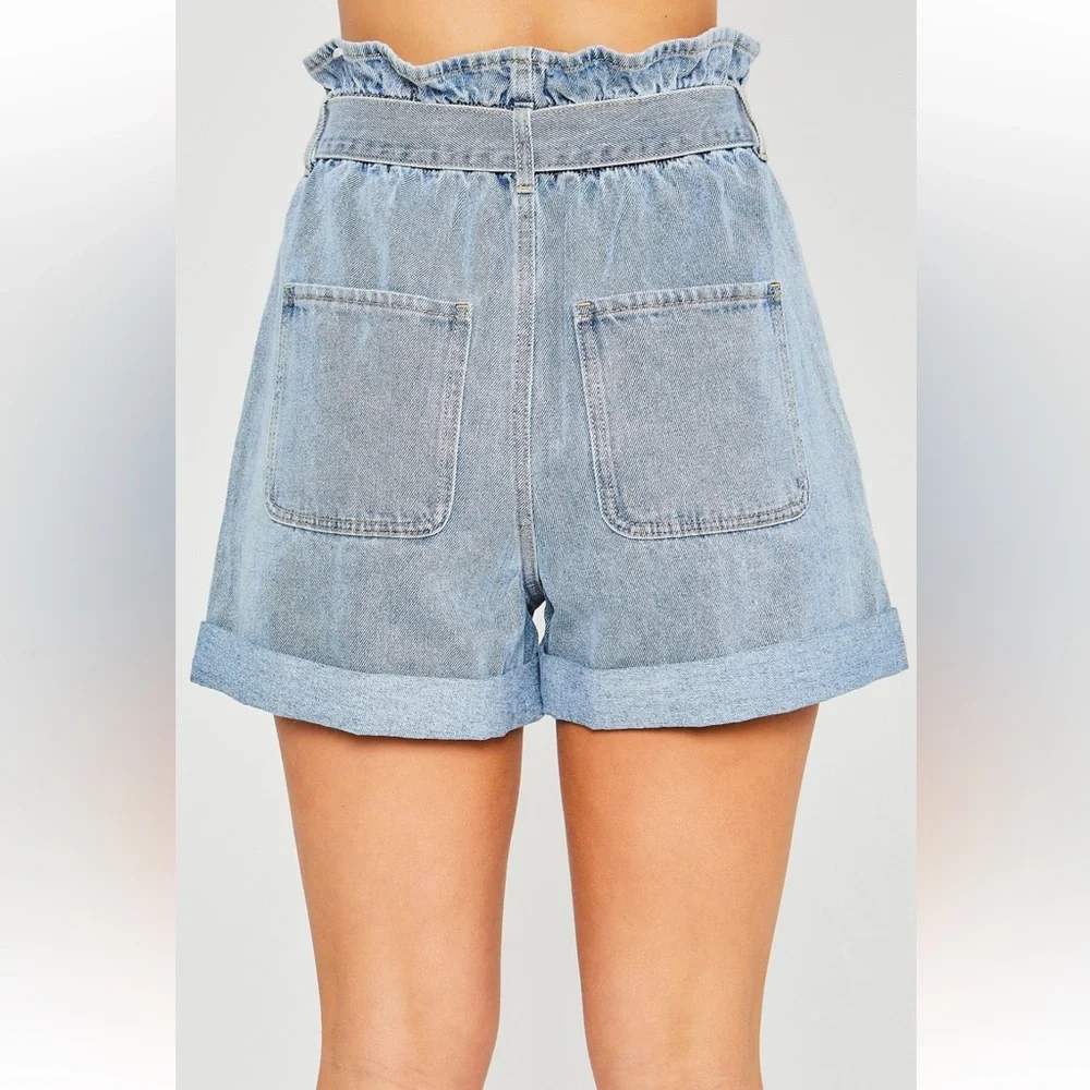 43 Belted PaperBag Denim Shorts - Picture 3 of 3